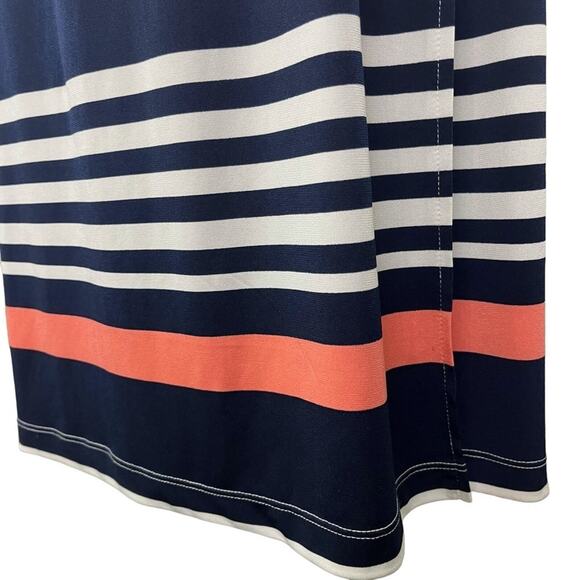 JESSICA HOWARD Stripe Navy Blue Pink Sleeveless Maxi Jersey Knit Stretch Dress S - Picture 7 of 16
